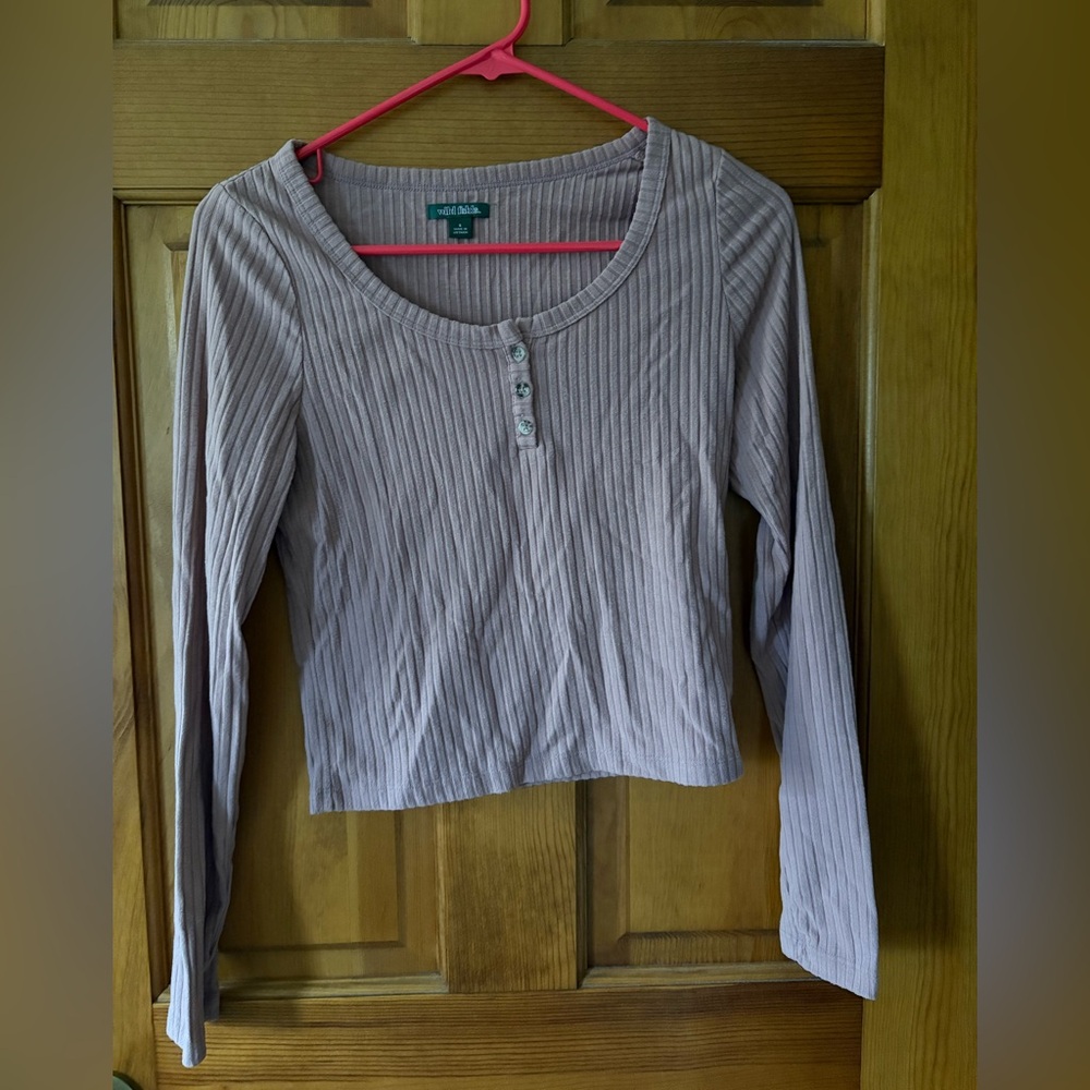 Wild Fable Taupe Ribbed Knit Top